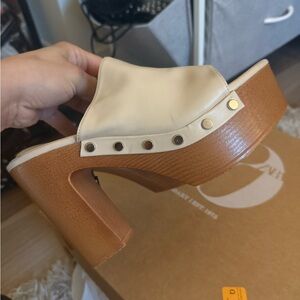 Zara Cream and Tan Studded Mules
